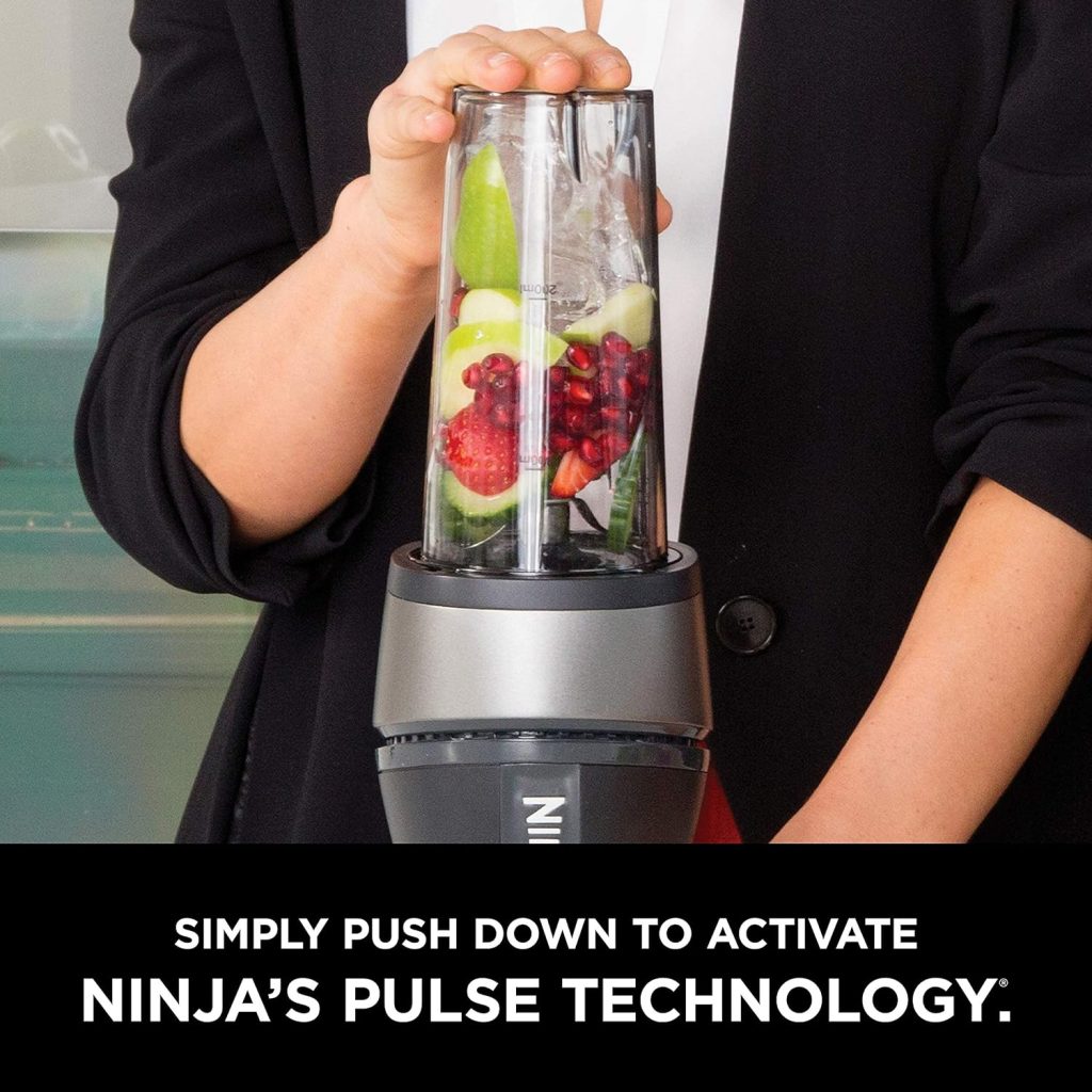 Ninja QB3001SS Ninja Fit Compact Personal Blender, for Shakes, Smoothies, Food Prep, and Frozen Blending, 700-Watt Base and (2) 16-oz. Cups  Spout Lids, Black