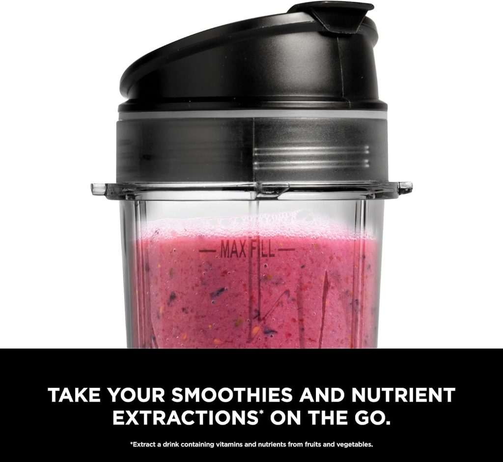 Ninja QB3001SS Ninja Fit Compact Personal Blender, for Shakes, Smoothies, Food Prep, and Frozen Blending, 700-Watt Base and (2) 16-oz. Cups  Spout Lids, Black